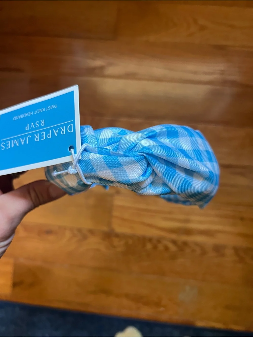 NWT Draper James Twist Knot Headband, Blue Gingham print